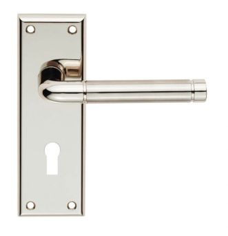 Quaranta Door Lock Handle - Polished/Saturn Nickel