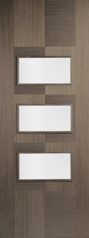 Dark brown Apollo Chocolate Grey door with 3 glazed panels 