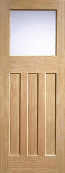 Light brown DX Oak door with large glazed panel