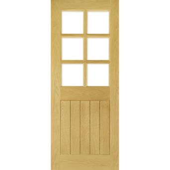 Deanta Ely Oak Internal Door - 6L Clear Glazed  
