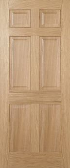 Light brown wooden Regency 6 Panel Oak door 
