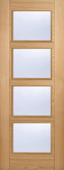 Light brown Vancouver Oak Brilliant Cut door with 3 Glazed panels