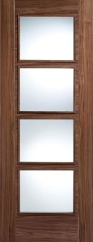 Medium brown vancouver walnut door with 4 glazed panels