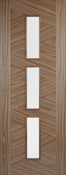 Medium brown Zeus Walnut door with 3 narrow glazed panels 