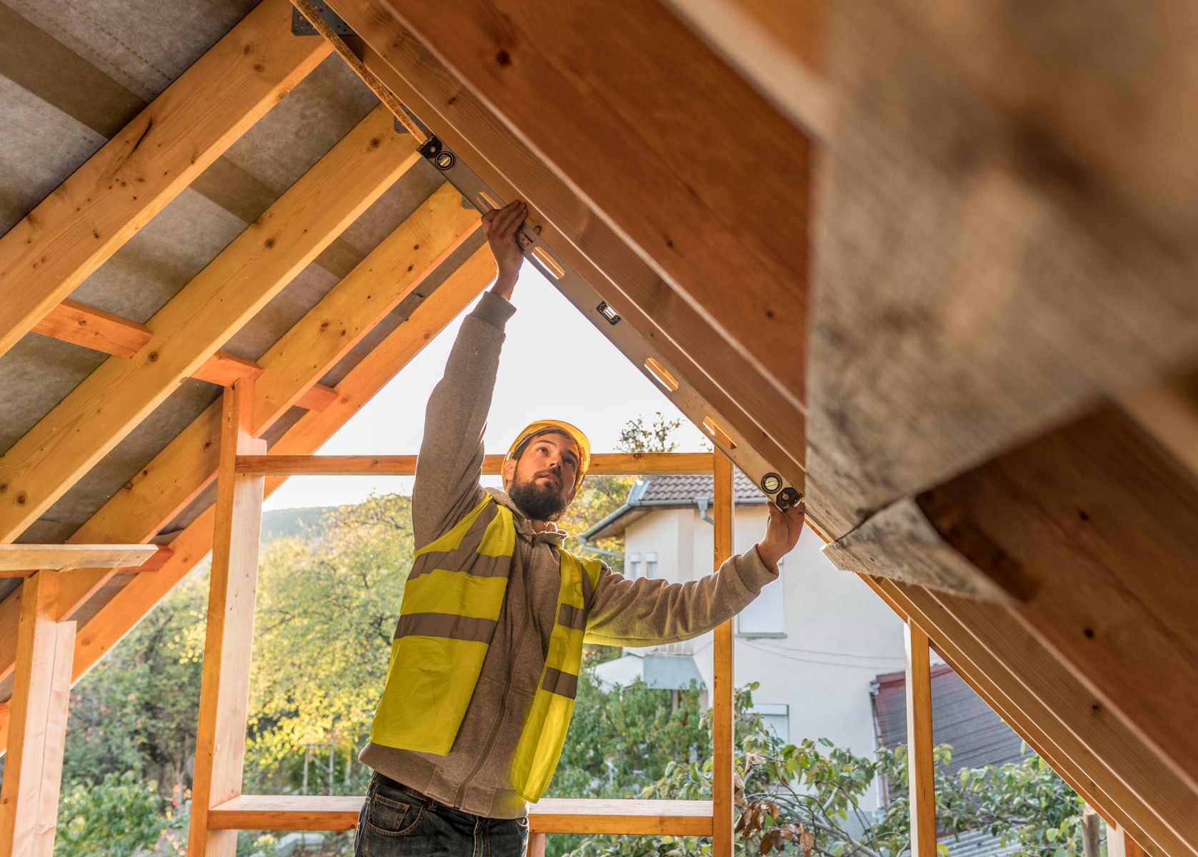 Man working on roof